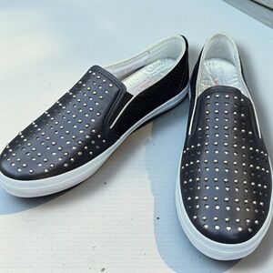 Marc Joseph New York Black Studded Mesh Slip On Sneakers Loafers Shoes Women Sz6